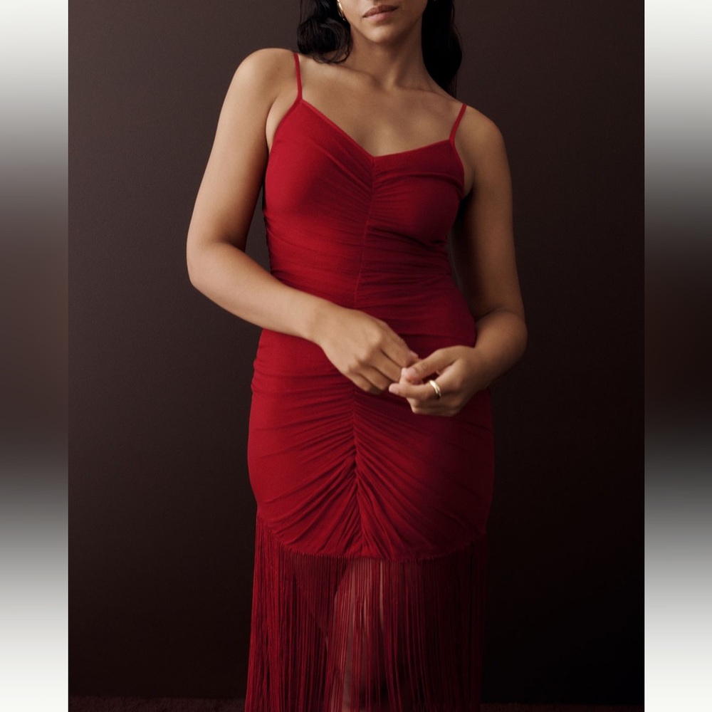 Anthropologie Vineet Bahl Fringe Red Dress NWT